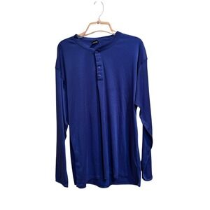 Patagonia‎ Capilene Henley Shirt XXL Blue Long Sleeve Base Layer Made USA
